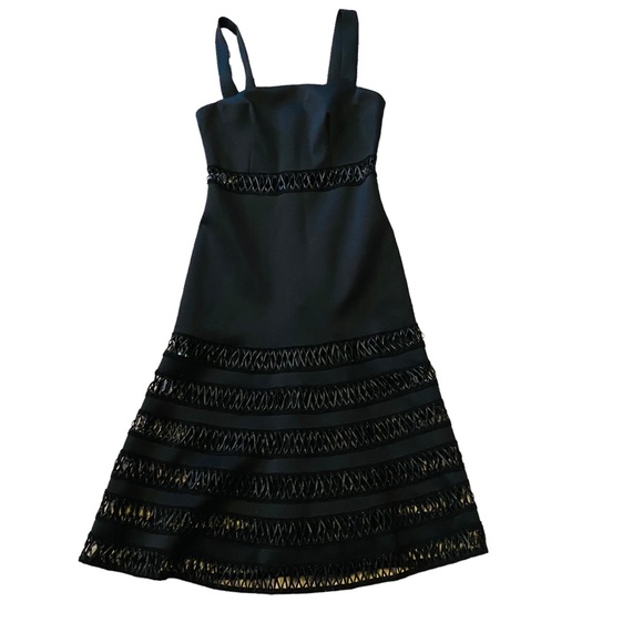 Marciano Dresses & Skirts - ⭐️ MARCIANO Black Neoprene Lace Up Detail Tiered Dress